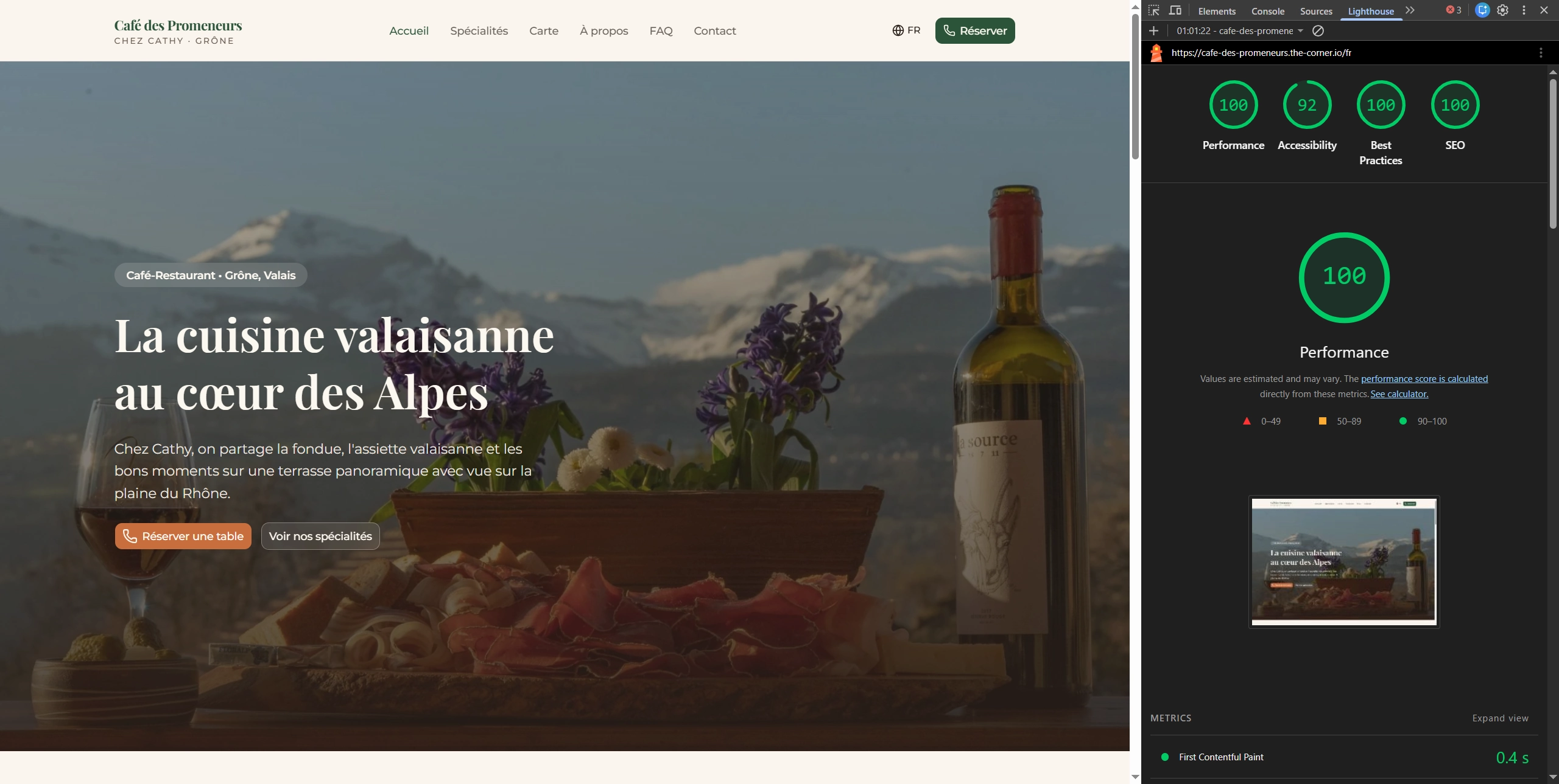 Café des Promeneurs website screenshot
