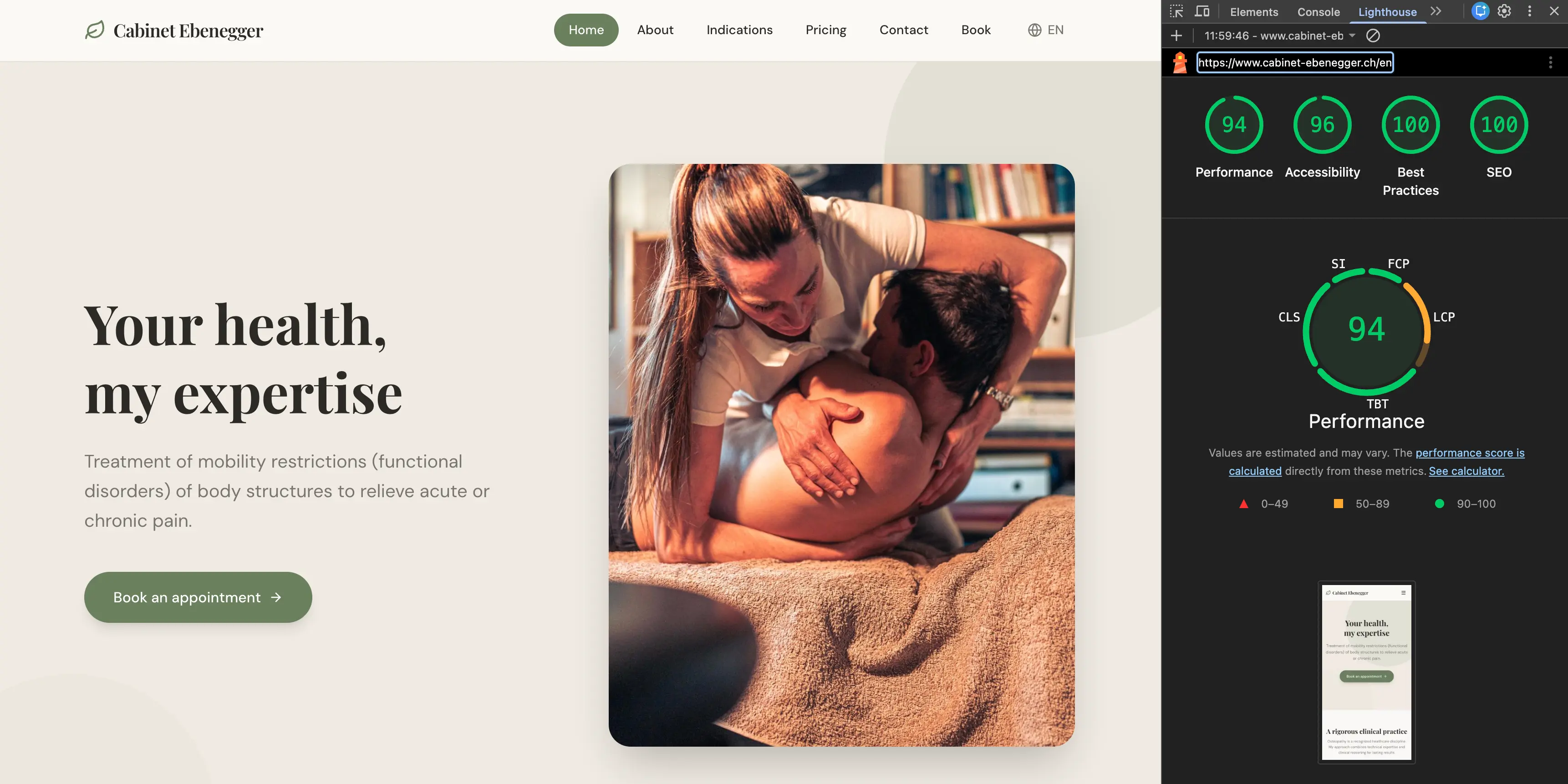 Cabinet Ebenegger website screenshot