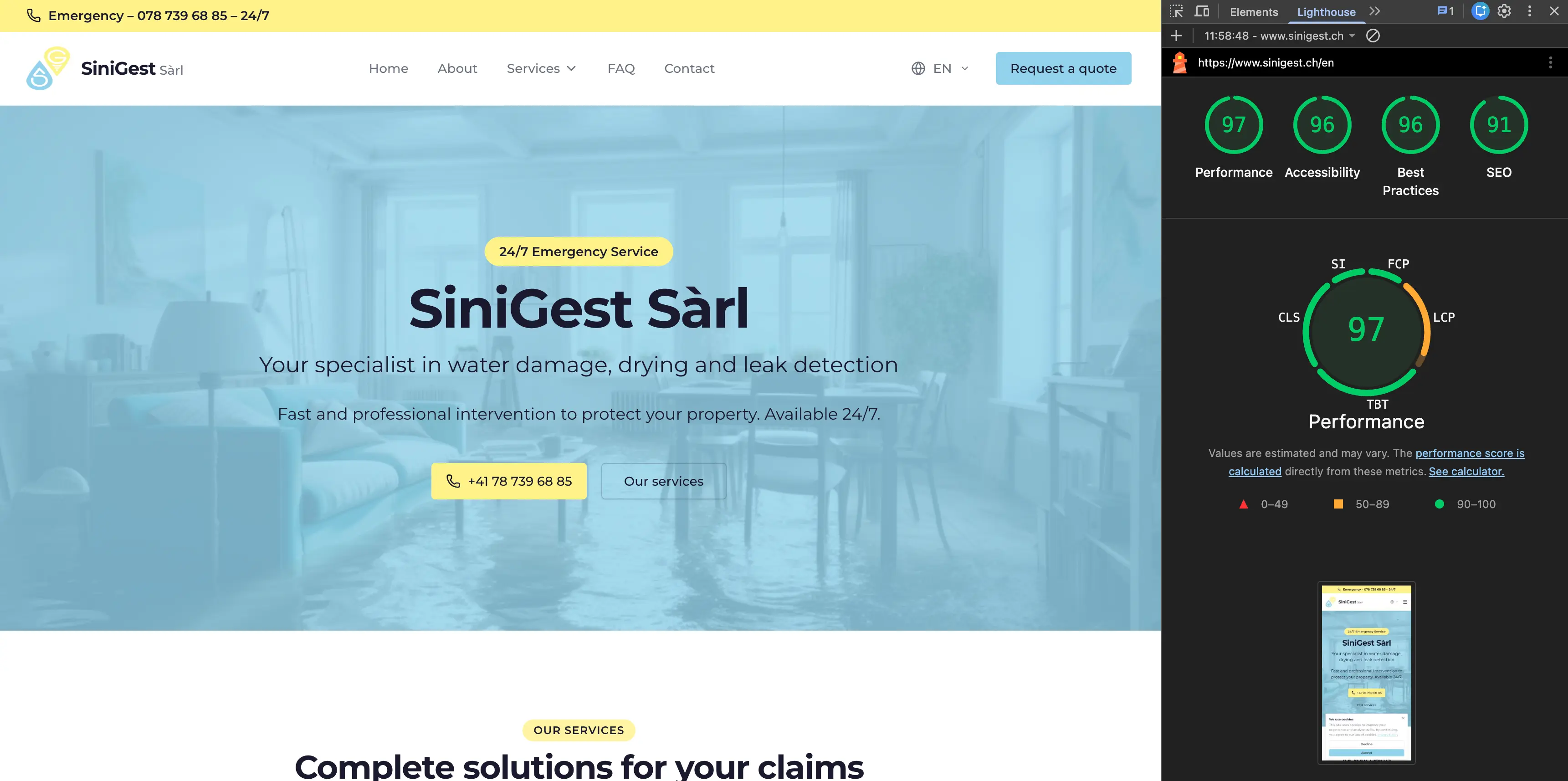Sinigest website screenshot